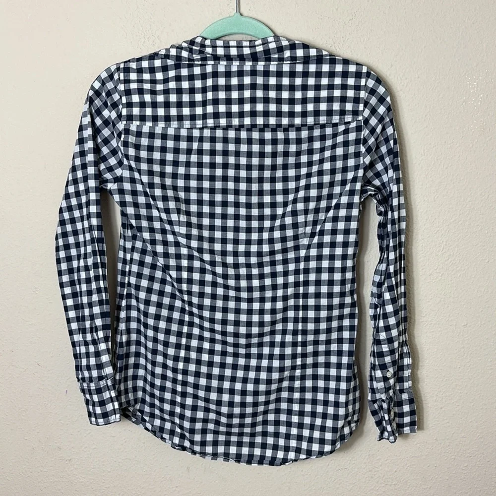 J. Crew Button Down in Gingham Check Navy Blue White size XS
